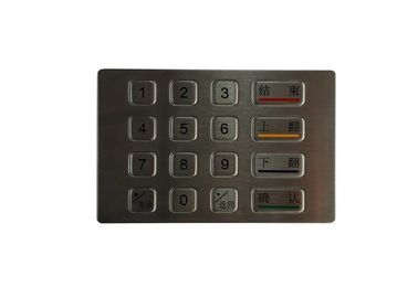 RS485 Kiosk Paslanmaz Çelik Tuş Takımı, 16 Düğme Banka Atm Tuş Takımı Düz ​​Kişiselleştirilmiş Düzen